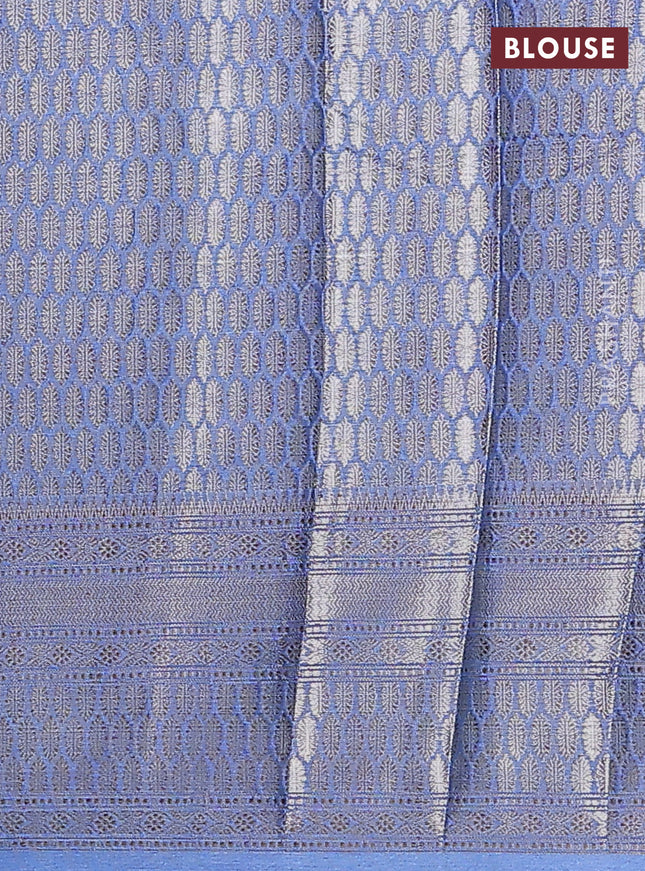 Banarasi warm silk saree deep violet and pastel blue with woven buttas and woven border