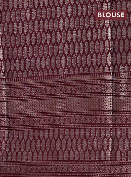 Banarasi warm silk saree pastel pink and wine shade with woven buttas and woven border