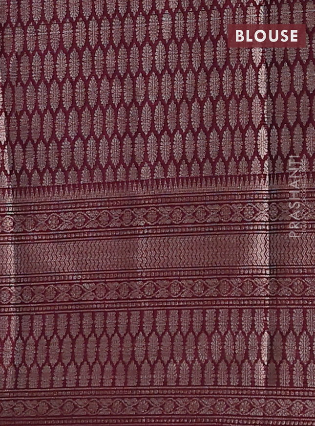 Banarasi warm silk saree pastel pink and wine shade with woven buttas and woven border