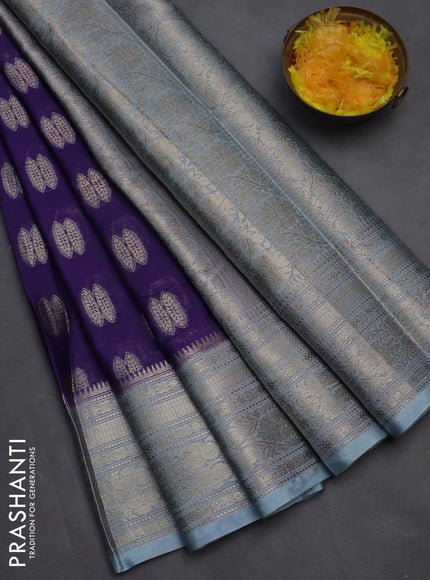 Banarasi warm silk saree violet and pastel blue with woven buttas and woven border