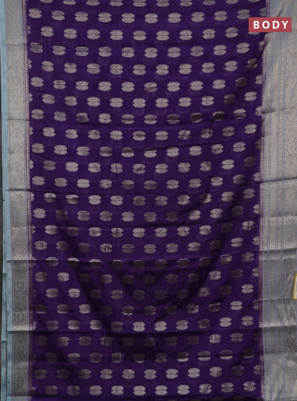 Banarasi warm silk saree violet and pastel blue with woven buttas and woven border