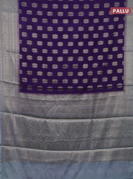 Banarasi warm silk saree violet and pastel blue with woven buttas and woven border