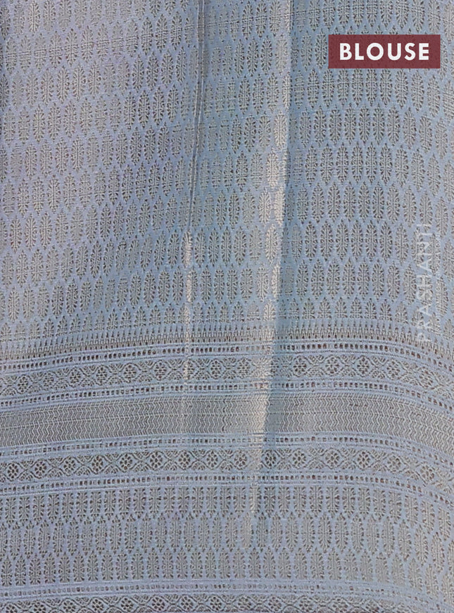 Banarasi warm silk saree violet and pastel blue with woven buttas and woven border