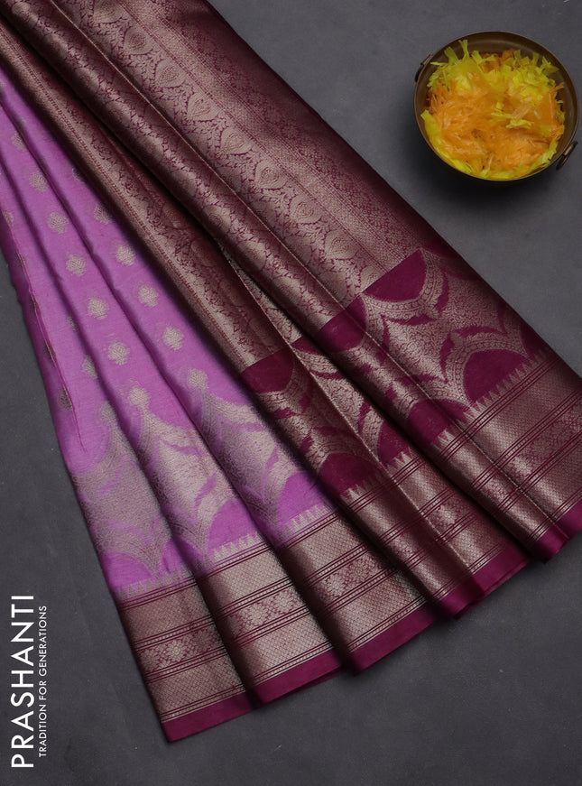 Banarasi warm silk saree lavender and purple with woven buttas and woven border
