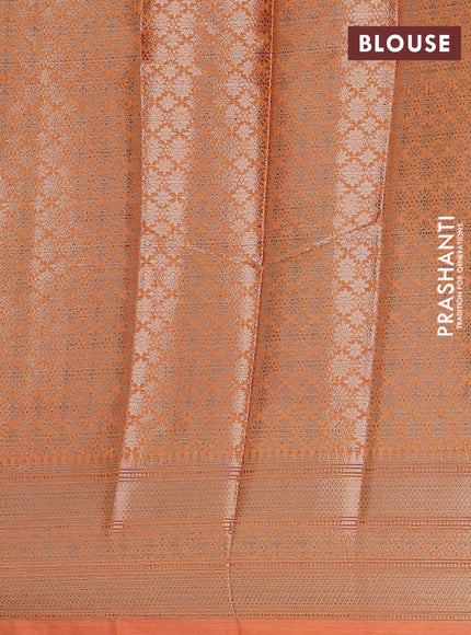 Banarasi warm silk saree red and peach orange with woven buttas and woven border