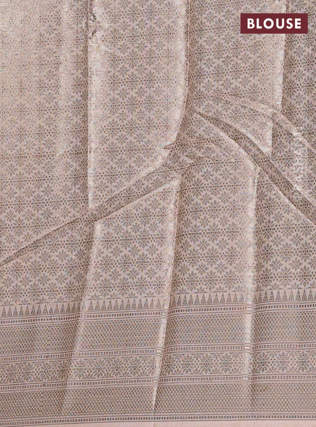 Banarasi warm silk saree orange and sandal with woven buttas and woven border