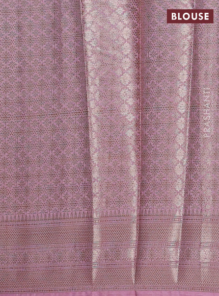 Banarasi warm silk saree wine shade and pastel pink with woven buttas and woven border