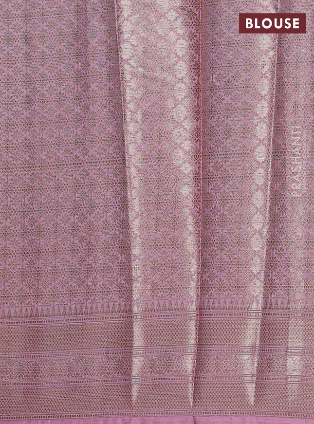 Banarasi warm silk saree wine shade and pastel pink with woven buttas and woven border