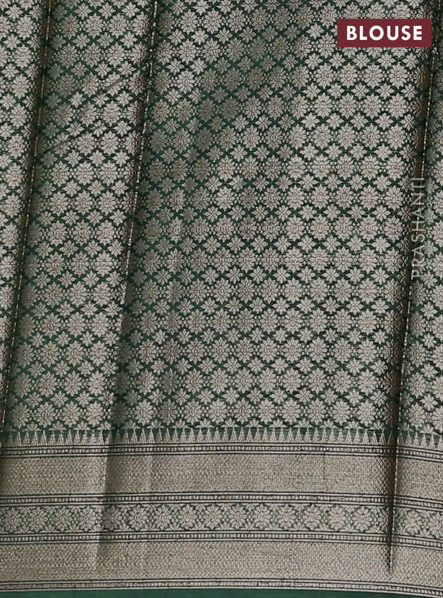Banarasi warm silk saree mustard yellow and green with woven buttas and woven border