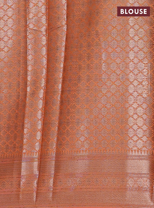 Banarasi warm silk saree red and orange with woven buttas and woven border