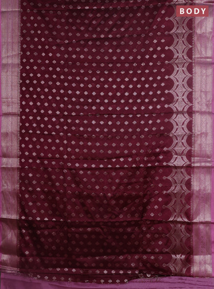 Banarasi warm silk saree deep maroon and light pink with woven buttas and woven border