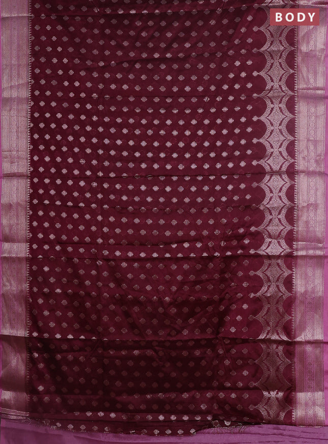 Banarasi warm silk saree deep maroon and light pink with woven buttas and woven border