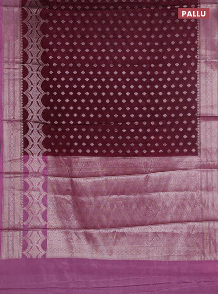Banarasi warm silk saree deep maroon and light pink with woven buttas and woven border