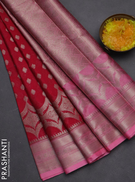 Banarasi warm silk saree pink and light pink with woven buttas and woven border