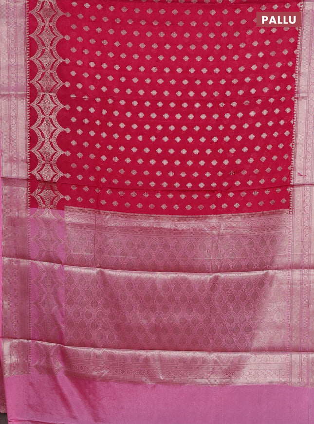 Banarasi warm silk saree pink and light pink with woven buttas and woven border