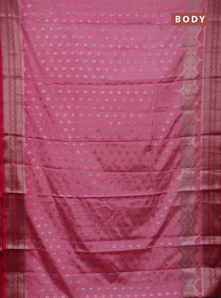 Banarasi warm silk saree light pink and pink with woven buttas and woven border