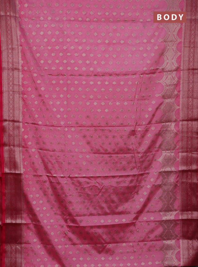 Banarasi warm silk saree light pink and pink with woven buttas and woven border