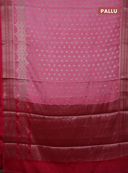 Banarasi warm silk saree light pink and pink with woven buttas and woven border
