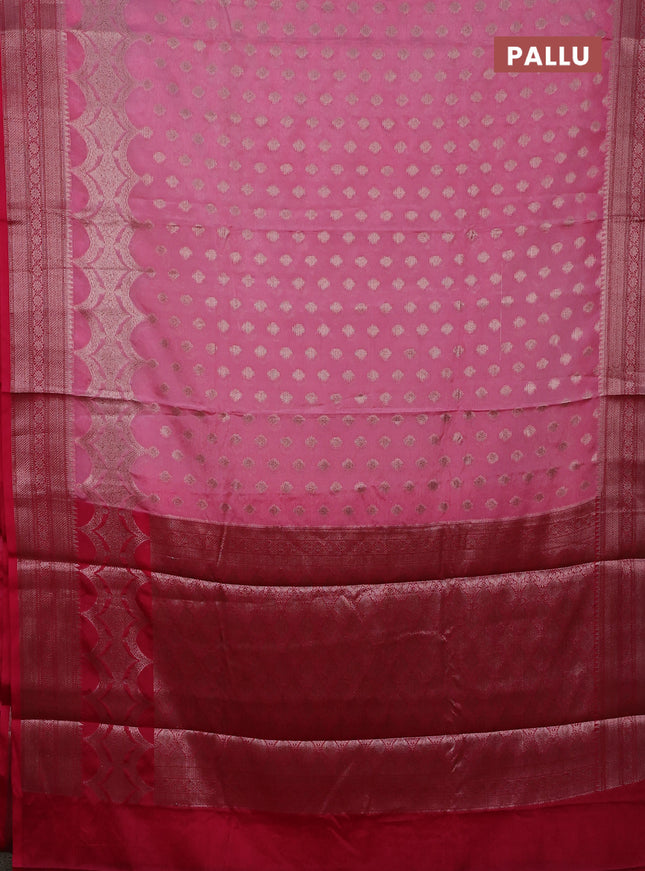 Banarasi warm silk saree light pink and pink with woven buttas and woven border