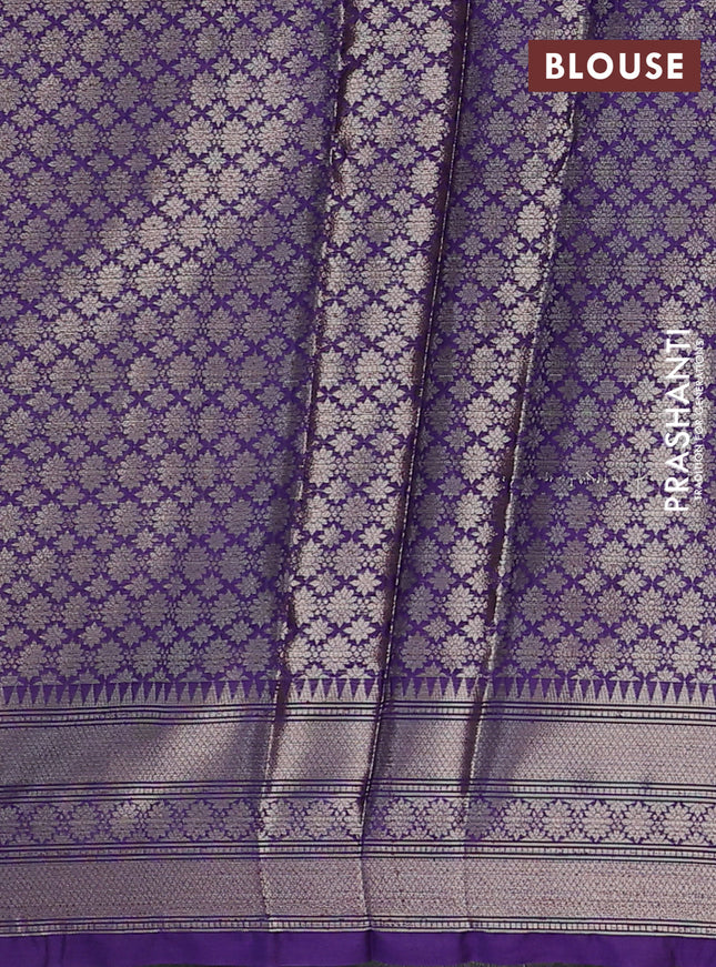 Banarasi warm silk saree pastel blue and violet with woven buttas and woven border