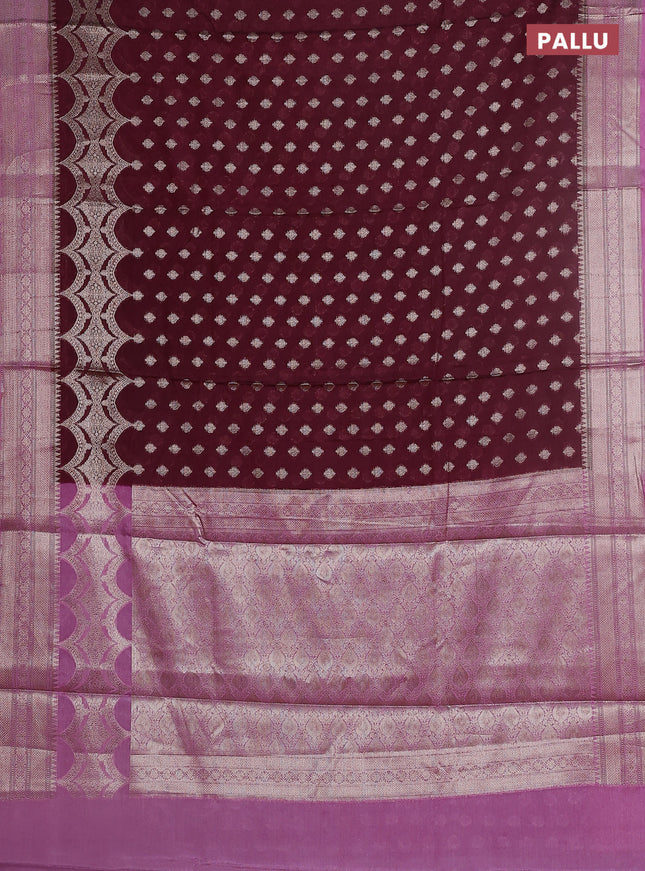 Banarasi warm silk saree deep maroon and light pink with woven buttas and woven border