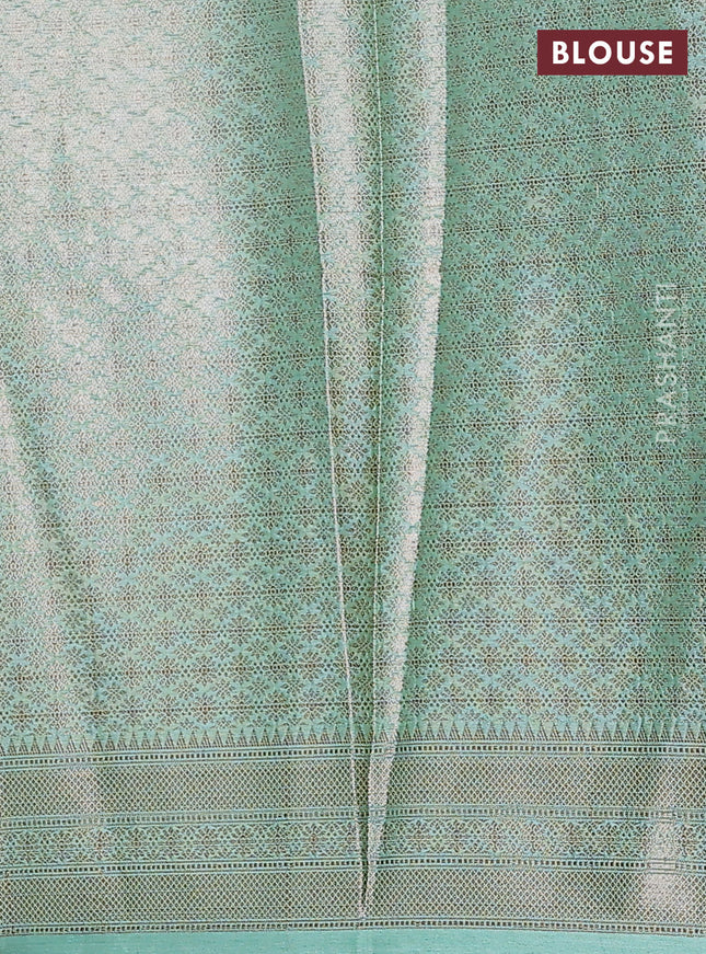 Banarasi warm silk saree bottle green and pastel green with woven buttas and woven border