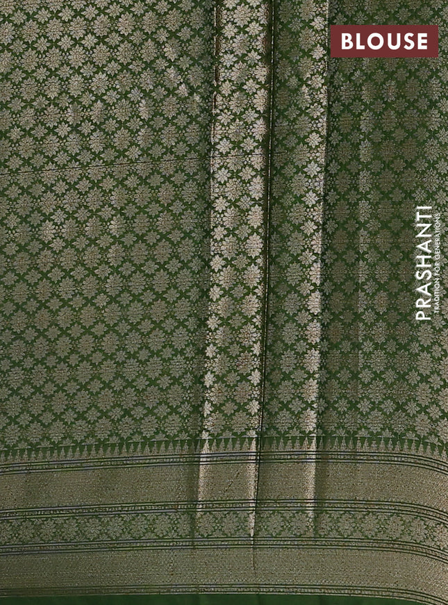 Banarasi warm silk saree lime yellow and sap green with woven buttas and woven border