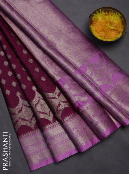 Banarasi warm silk saree purple and lavender with woven buttas and woven border