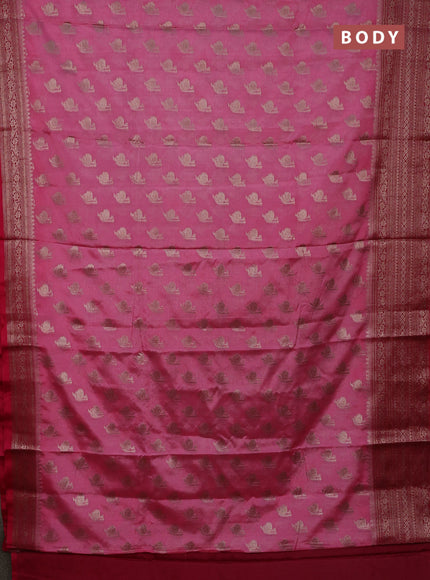 Banarasi warm silk saree peach pink and pink with woven buttas and woven border