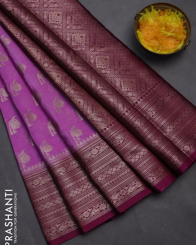 Banarasi warm silk saree lavender and deep purple with woven buttas and woven border