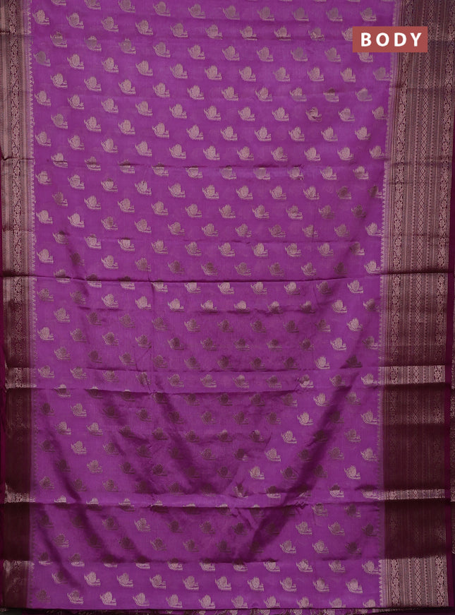 Banarasi warm silk saree lavender and deep purple with woven buttas and woven border