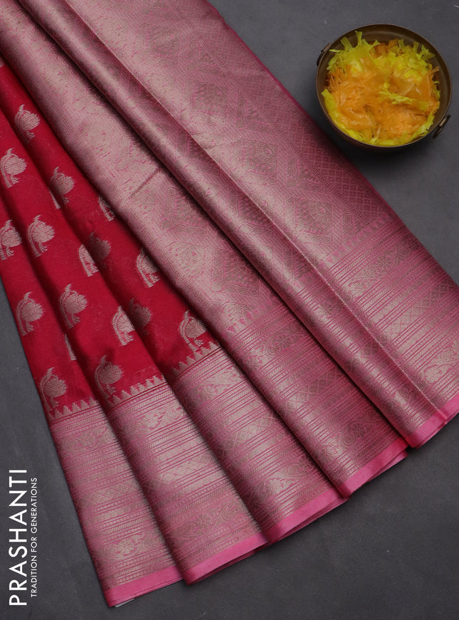 Banarasi warm silk saree pink and light pink with woven buttas and woven border