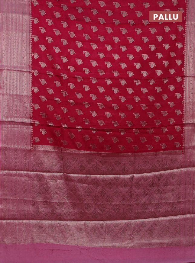 Banarasi warm silk saree pink and light pink with woven buttas and woven border