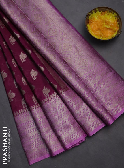 Banarasi warm silk saree deep purple and lavender with woven buttas and woven border