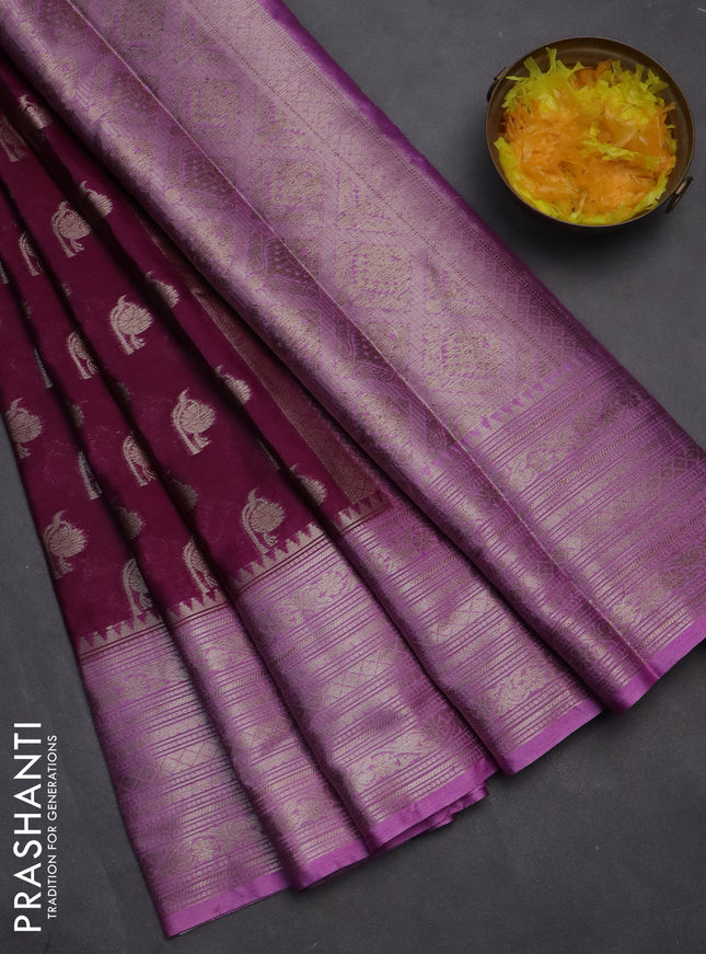 Banarasi warm silk saree deep purple and lavender with woven buttas and woven border