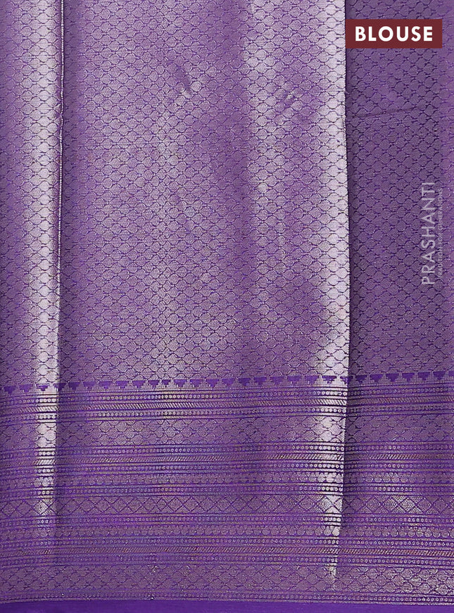 Banarasi warm silk saree pastel blue and violet with woven buttas and woven border