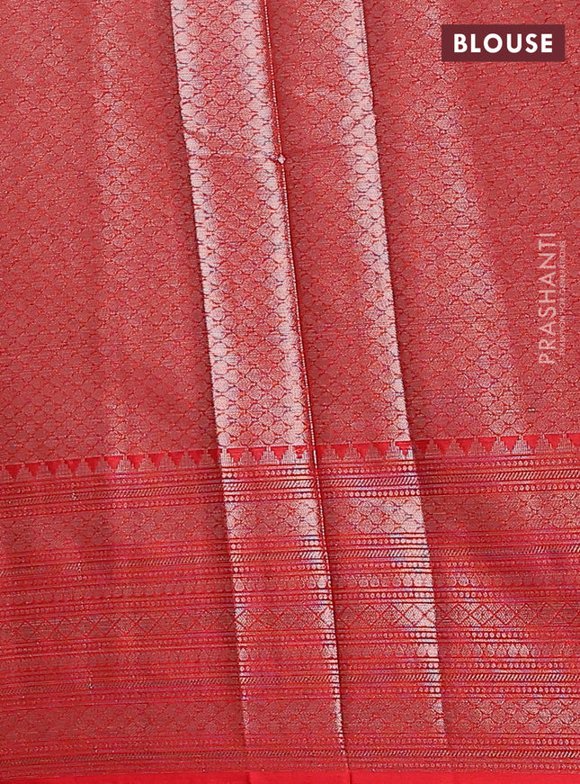 Banarasi warm silk saree orange and red with woven buttas and woven border
