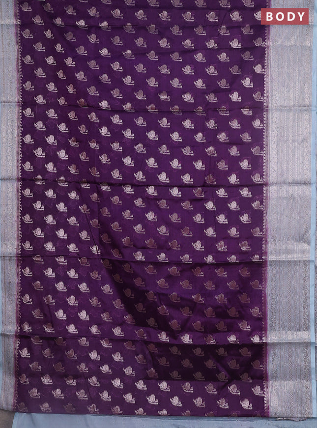 Banarasi warm silk saree deep violet and pastel blue with woven buttas and woven border