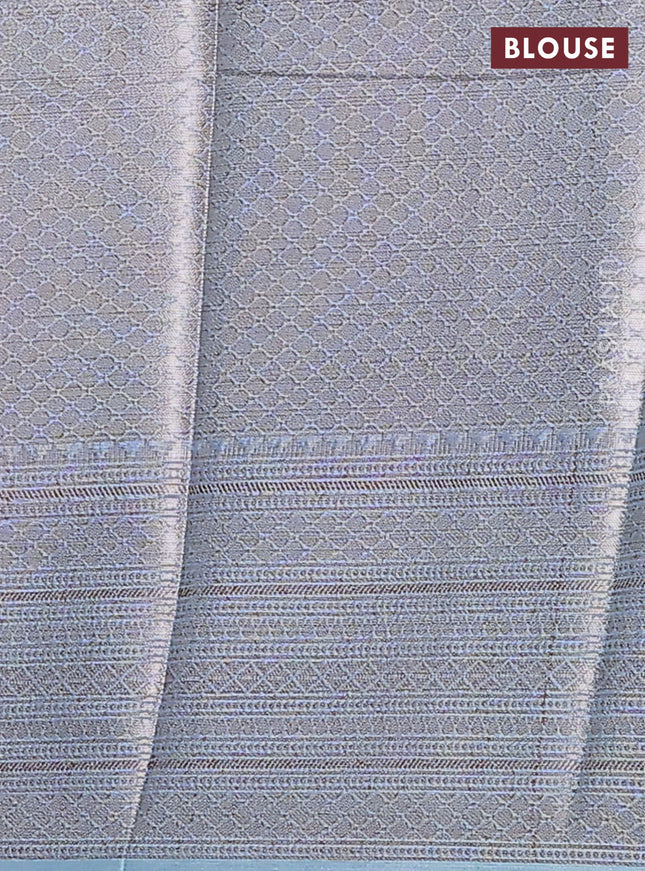 Banarasi warm silk saree deep violet and pastel blue with woven buttas and woven border