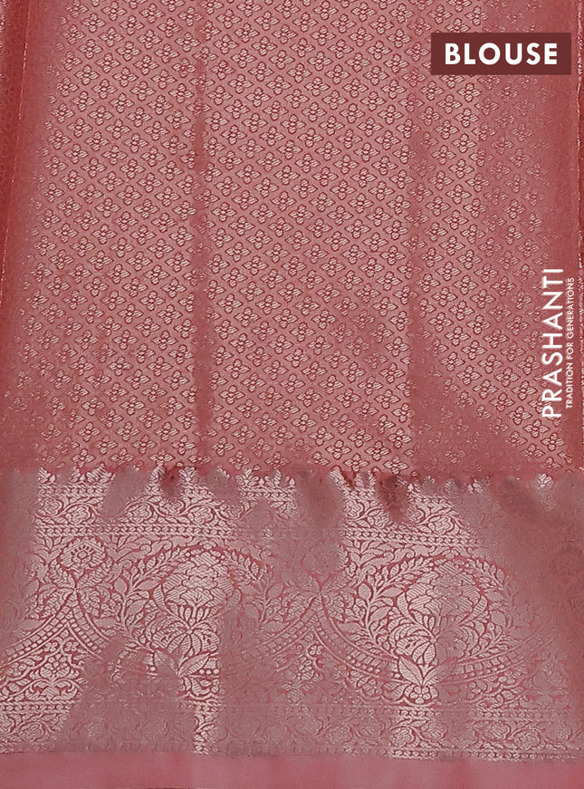 Bangalori tissue silk saree beige and peach pink with zari woven floral design brocade pattern and zari woven border