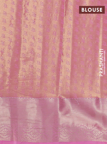 Bangalori tissue silk saree dual shade of violet and light pink with zari woven floral design brocade pattern and zari woven border