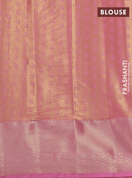 Bangalori tissue silk saree dual shade of grey and light pink with zari woven floral design brocade pattern and zari woven border