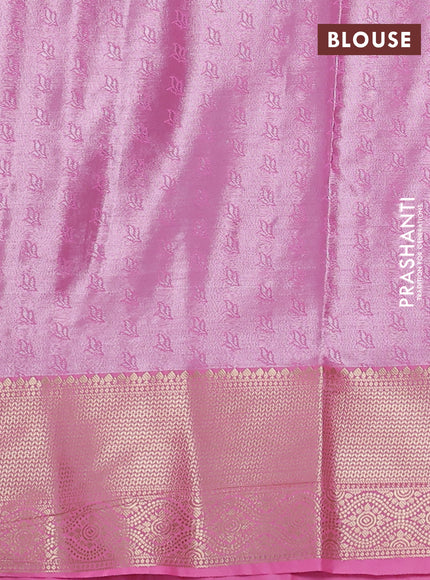 Bangalori tissue silk saree pastel lavender and light pink with zari woven floral design brocade pattern and zari woven border