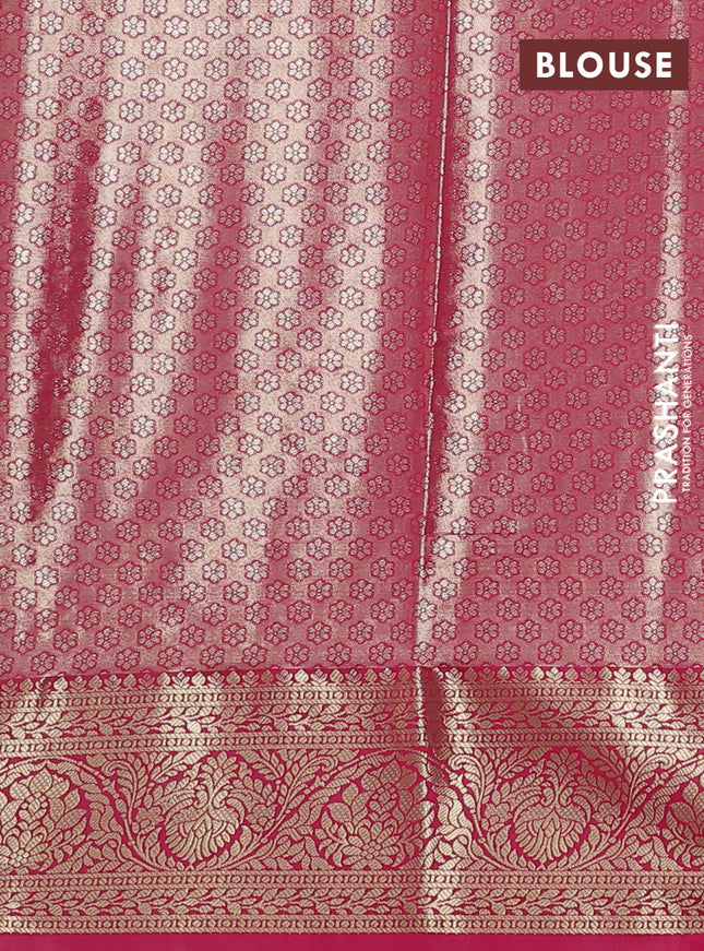 Bangalori tissue silk saree pastel pink and pink with silver zari woven brocade weaves and zari woven border