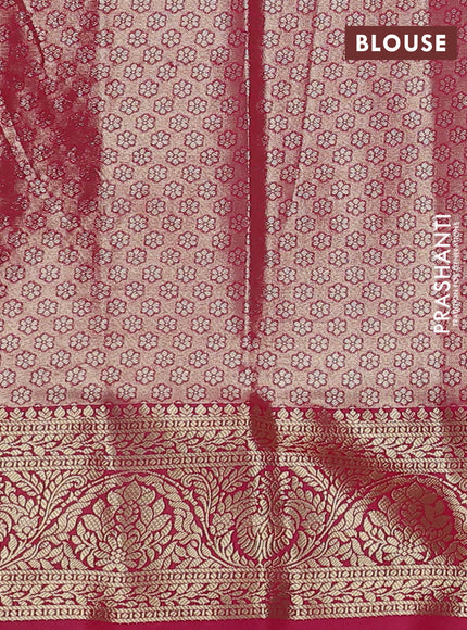 Bangalori tissue silk saree teal green and pink with silver zari woven brocade weaves and zari woven border