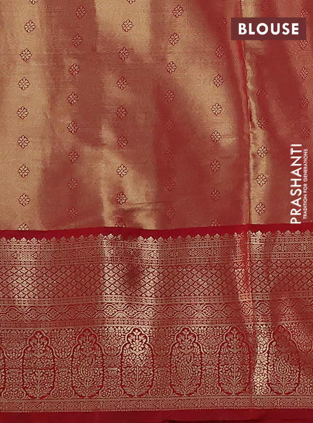 Bangalori tissue silk saree teal green and pink with zari woven brocade weaves and zari woven border