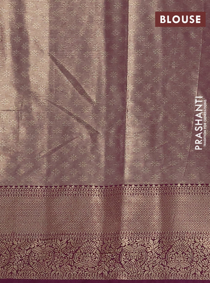 Bangalori tissue silk saree lime yellow and deep purple with zari woven brocade weaves and zari woven border