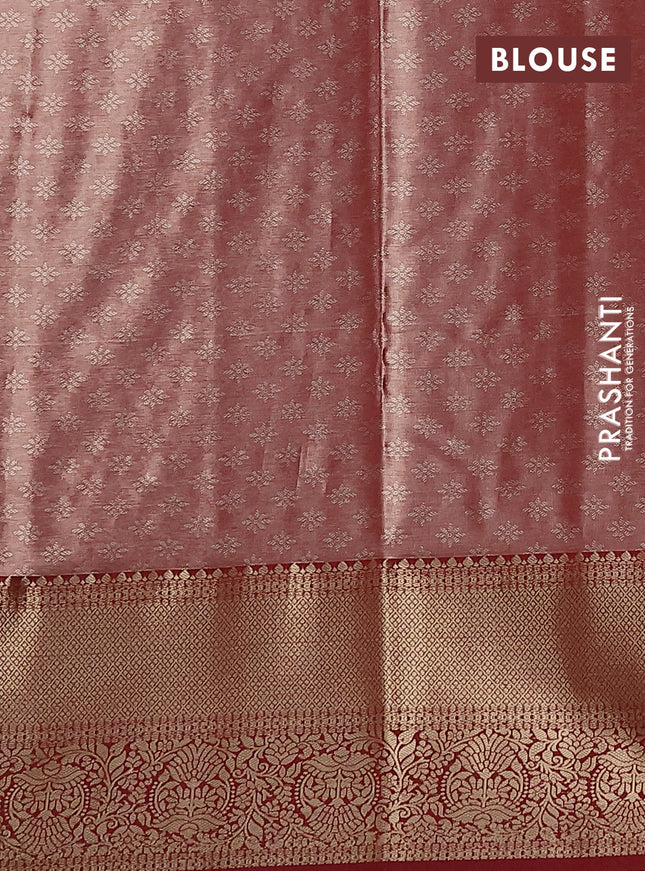 Bangalori tissue silk saree light blue and maroon with zari woven brocade weaves and zari woven border
