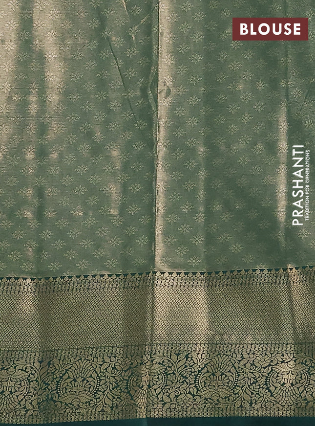 Bangalori tissue silk saree red shade and green with zari woven brocade weaves and zari woven border