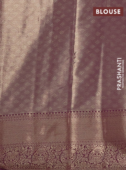 Bangalori tissue silk saree pale orange and wine shade with zari woven brocade weaves and zari woven border